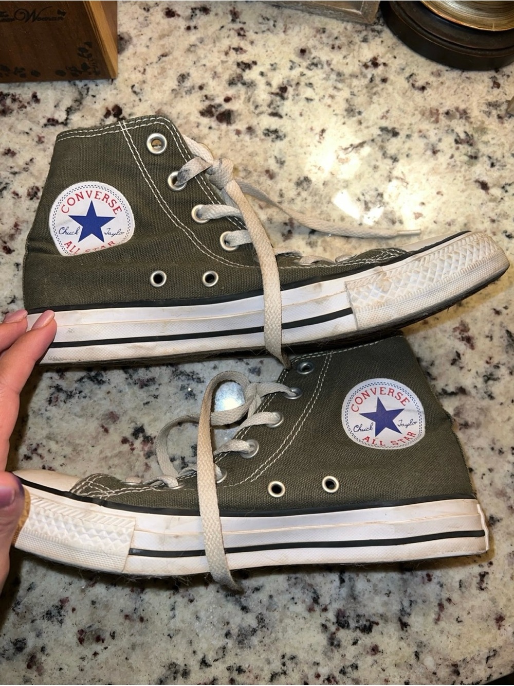 Converse High Top Sneakers - Olive/White